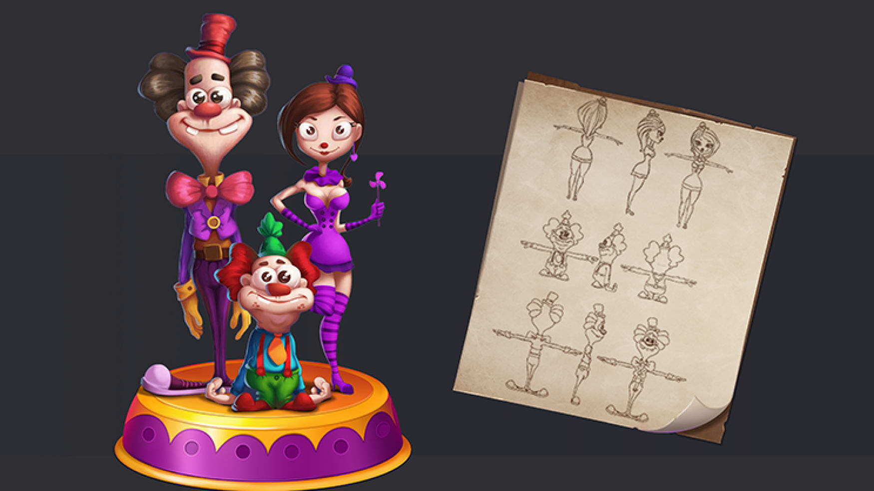 game character design - cartoon character design - 2D game character design with concept art