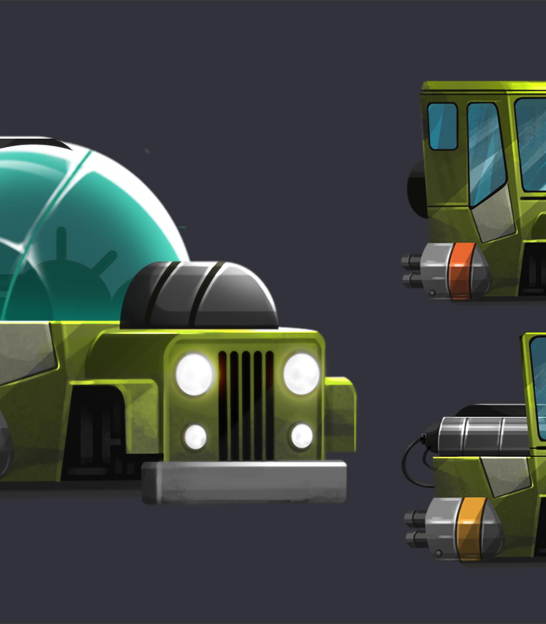 2D game vehicle design in 3 levels - prop design