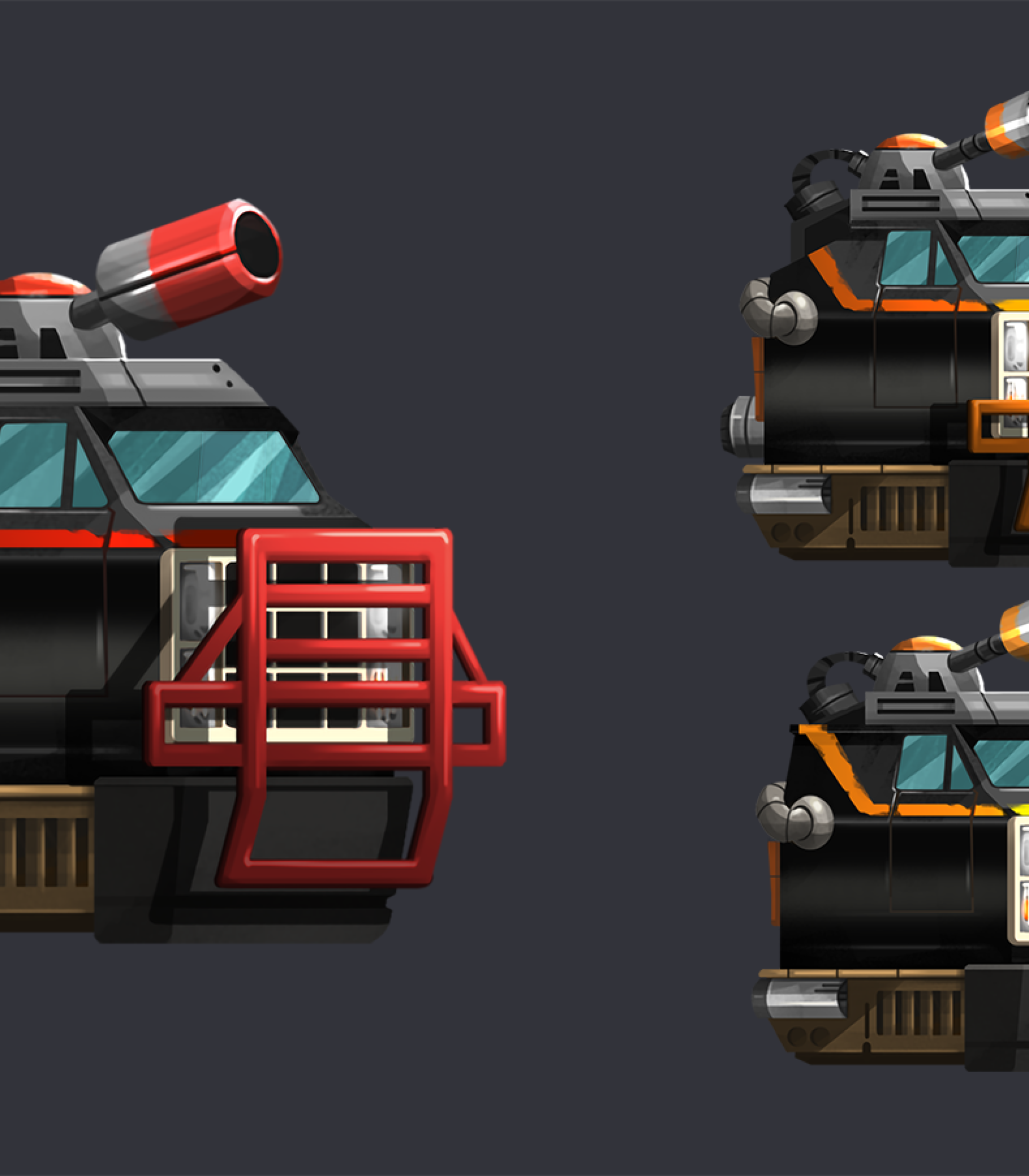 2D game vehicle design in 3 levels - 2D game art- prop design