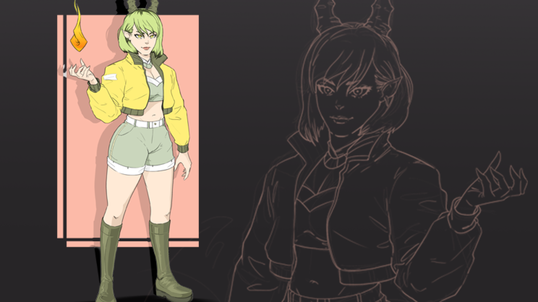 2D character concept art - 2D anime style character