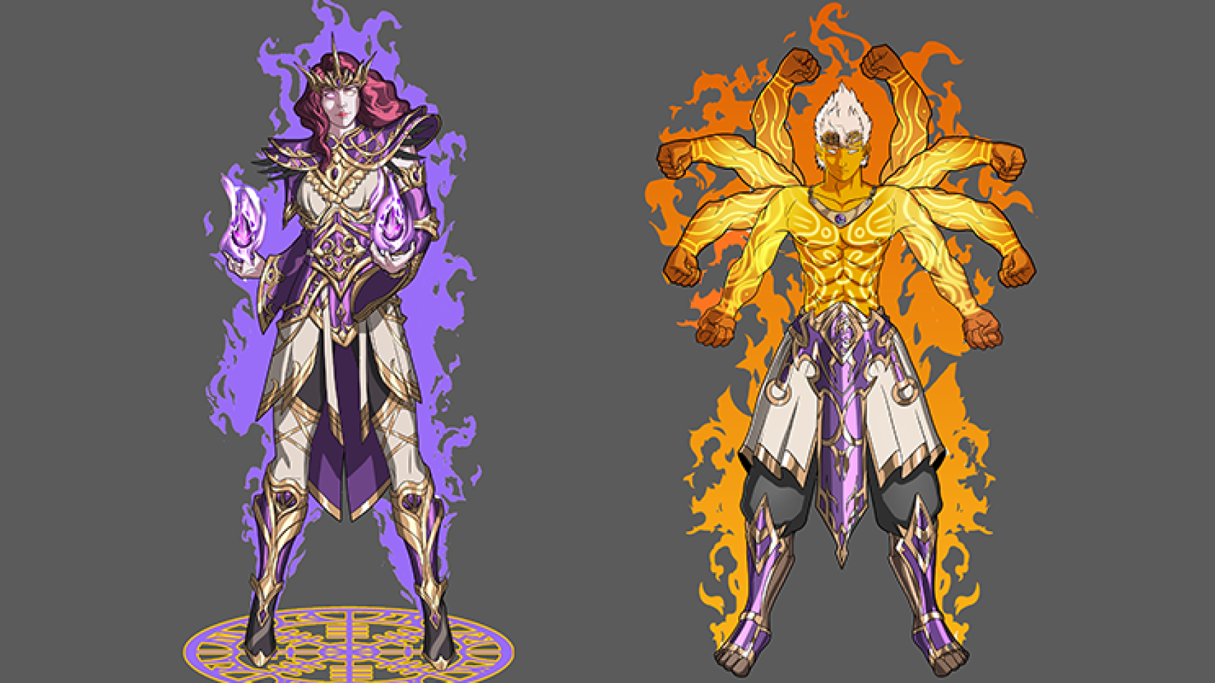 game character design - stylized character design - 2D character design - one female and one male character