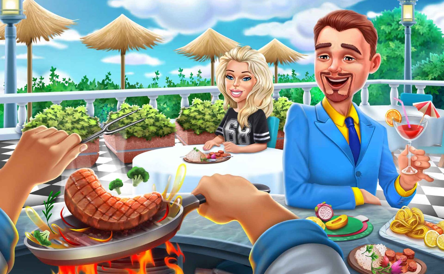 Restaurant Environment Design with Two Characters